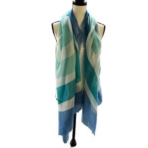 NWT Van Heusen Lightweight Scarf Shawl Womens Blue Fringe Beachy Oversized